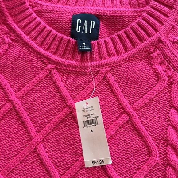 NWT Gap size Small Cotton cable knit sweater Pink - Picture 6 of 8